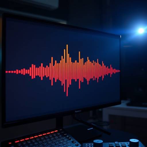 Audio waveform displayed on a computer screen, representing mastering services