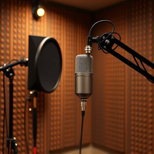 Microphone in a recording booth, representing recording services